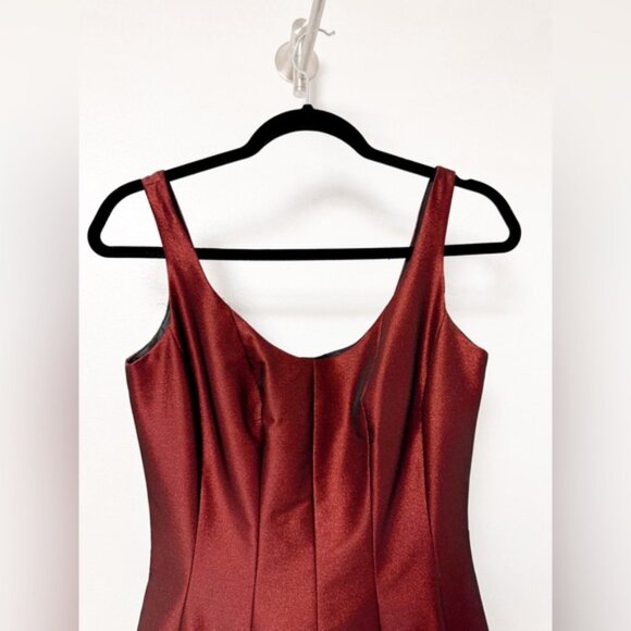 Betsy & Adam Fit and Flare Sleeveless Holiday Chic Mini Dress Sparkly Maroon 2 - Picture 3 of 7